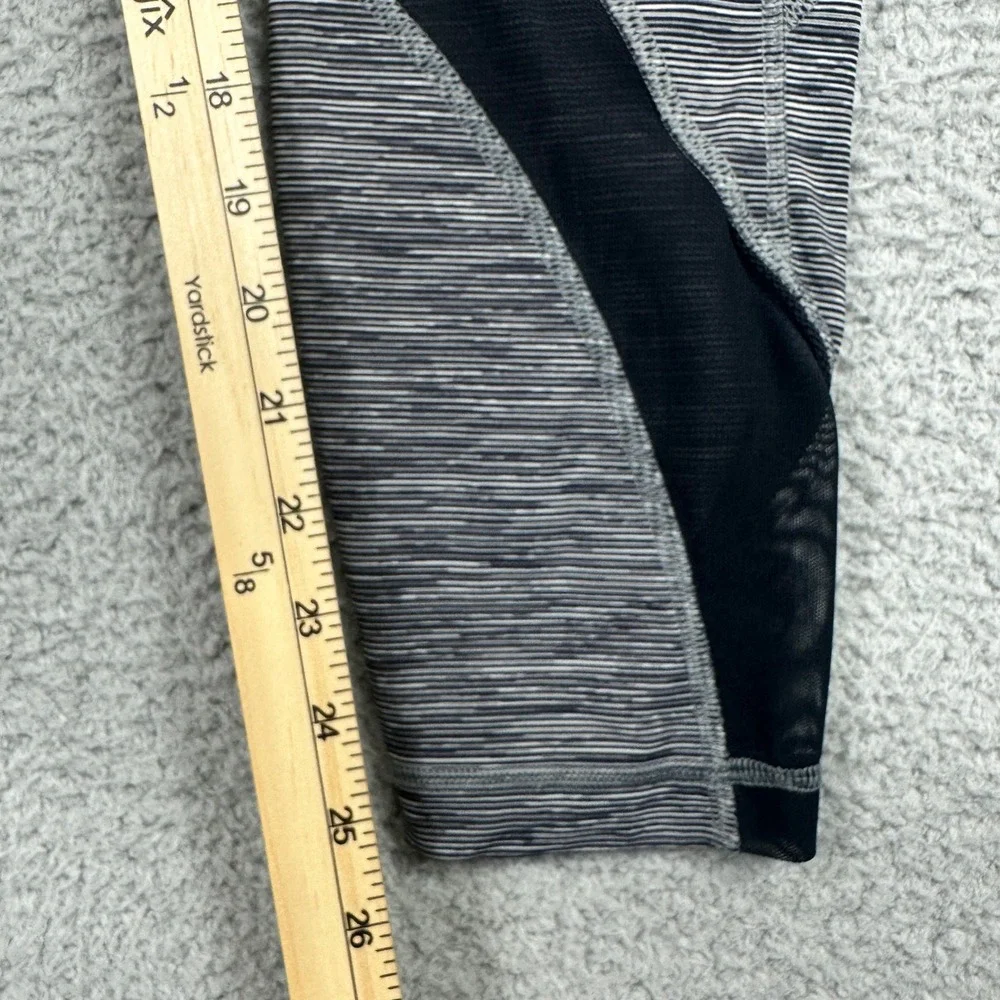 Lululemon Speed Up Leggings Womens 10 Black White Space Dye Stripe Mesh‎ 25